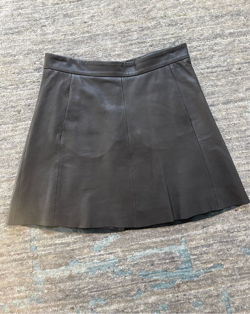 Veda Black Leather A-Line Mini Skirt M - Image 1