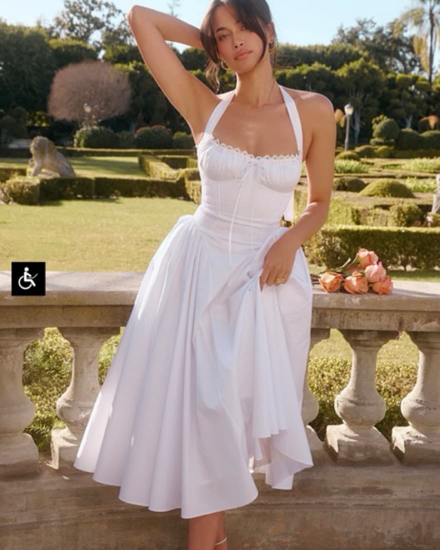 House Of Cb White Halter Midi Dress - Image 1