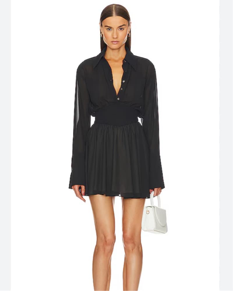 Helsa Sheer Mini Shirt Dress - Image 1