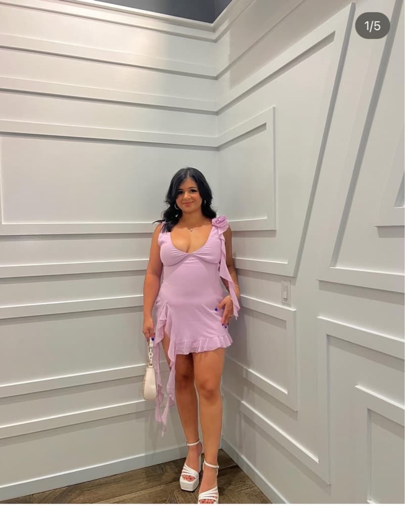 white Fox Lilac Mini Dress  - Image 3