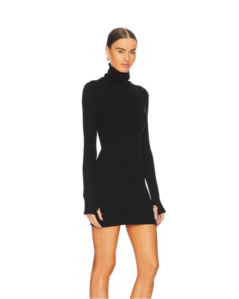 Black Turtle Neck Ling Sleeve Dress  - Image 2