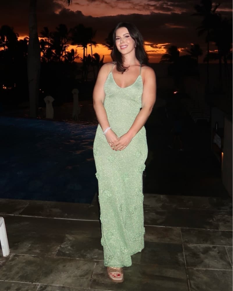 Metallic Knit Maxi Dress - Pastel Green - Image 1