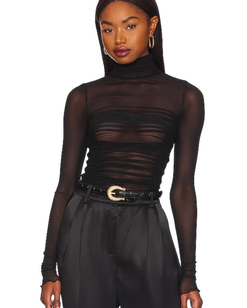 Black Sheer Turtleneck Bodysuit  - Image 1