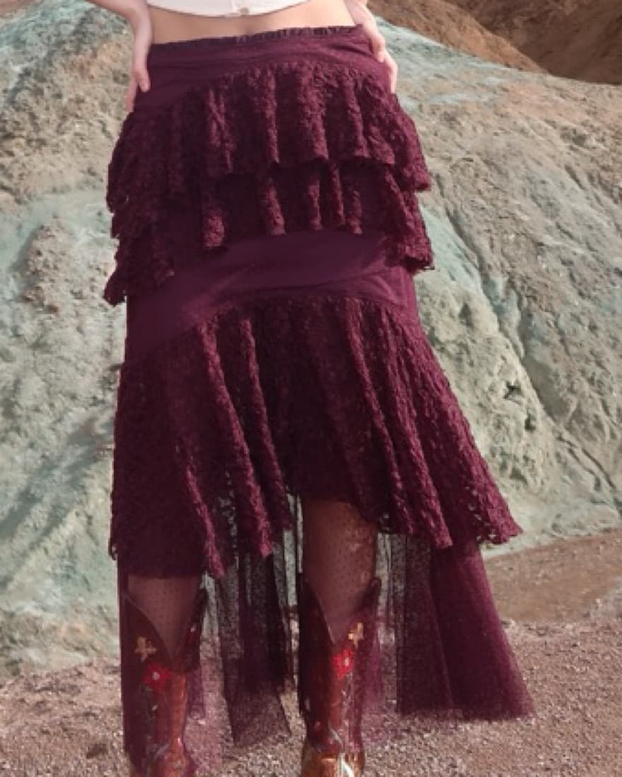 Free People Tiered Lace Skirt - Image 4