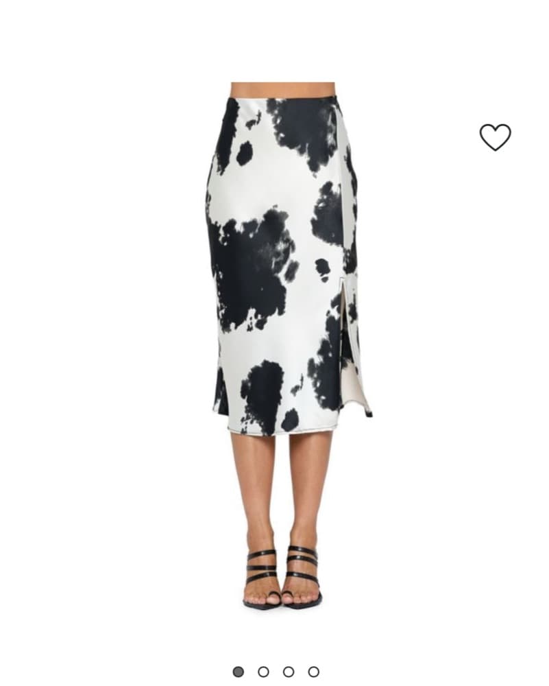 Cow Print Midi Slip Skirt - Image 1