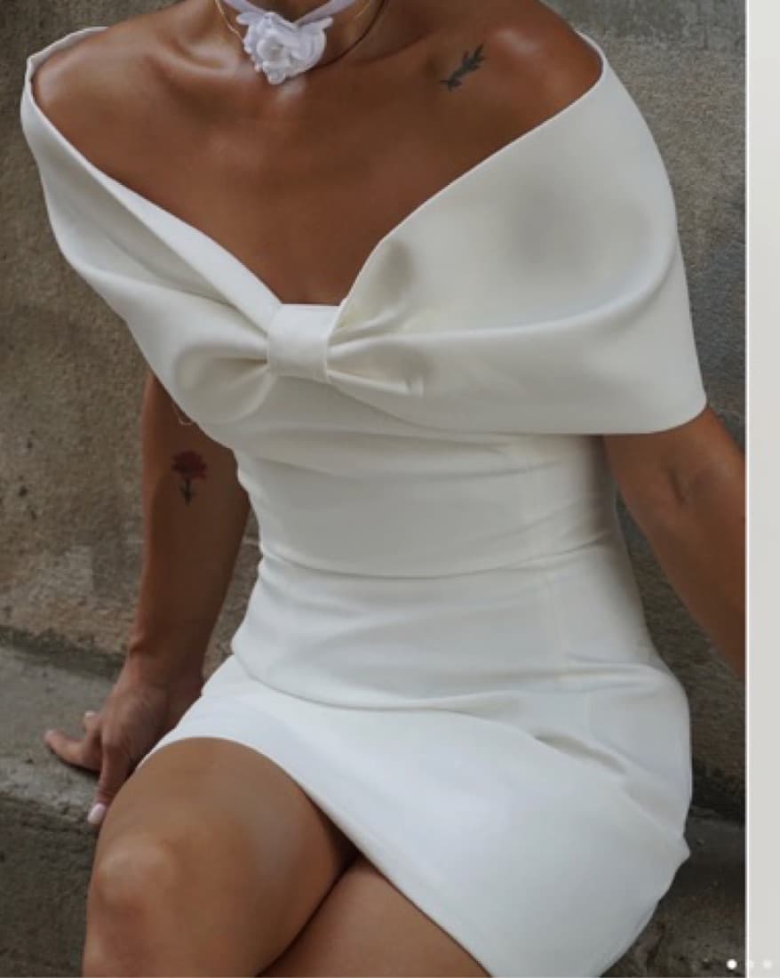 White Bow Mini Dress - Image 3