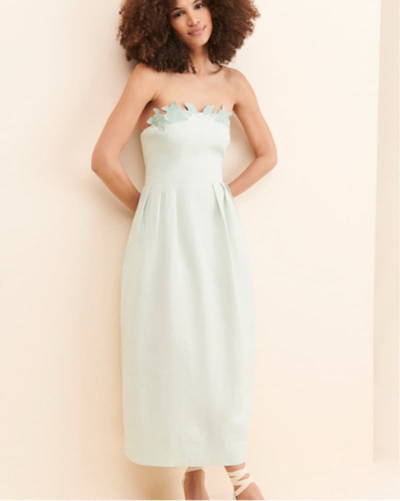 Lorr Strapless Linen Dress Floral - Image 1