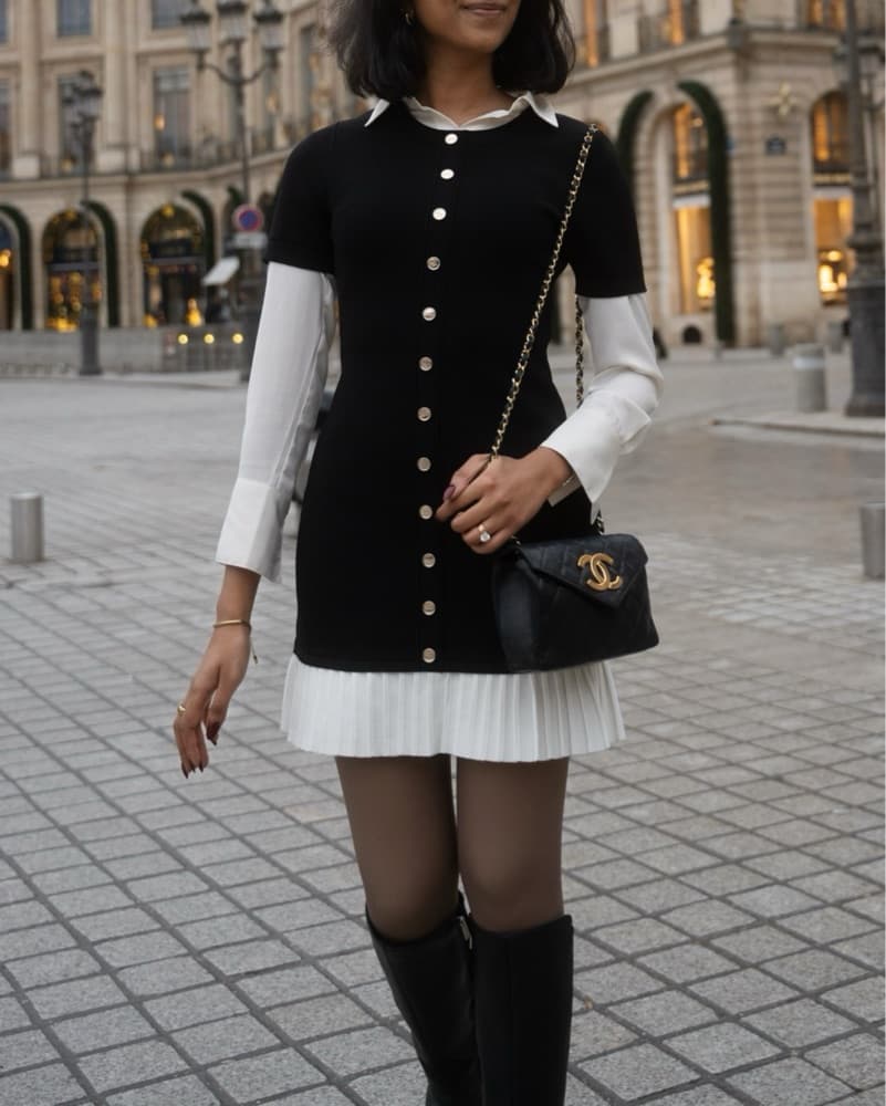 Sandro Layered Ruffle Bottom Dress  - Image 4