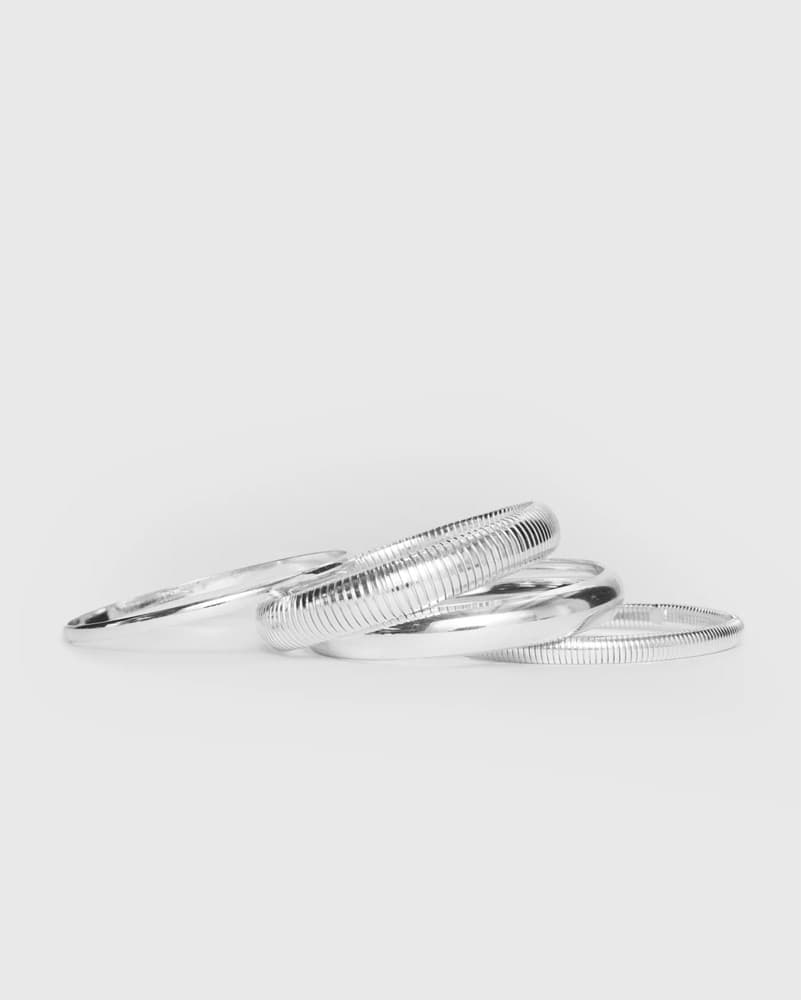 Princess Polly Silver Bangle Set - Image 3