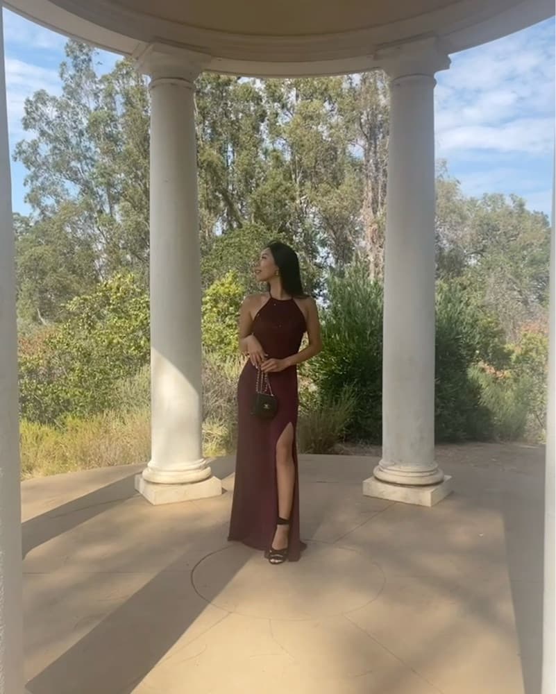 Alluring Burgundy Sequin Gown - Image 1
