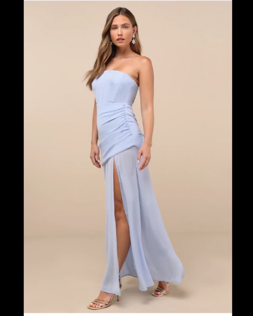 Ulyana Light Blue Strapless Dress - Image 4