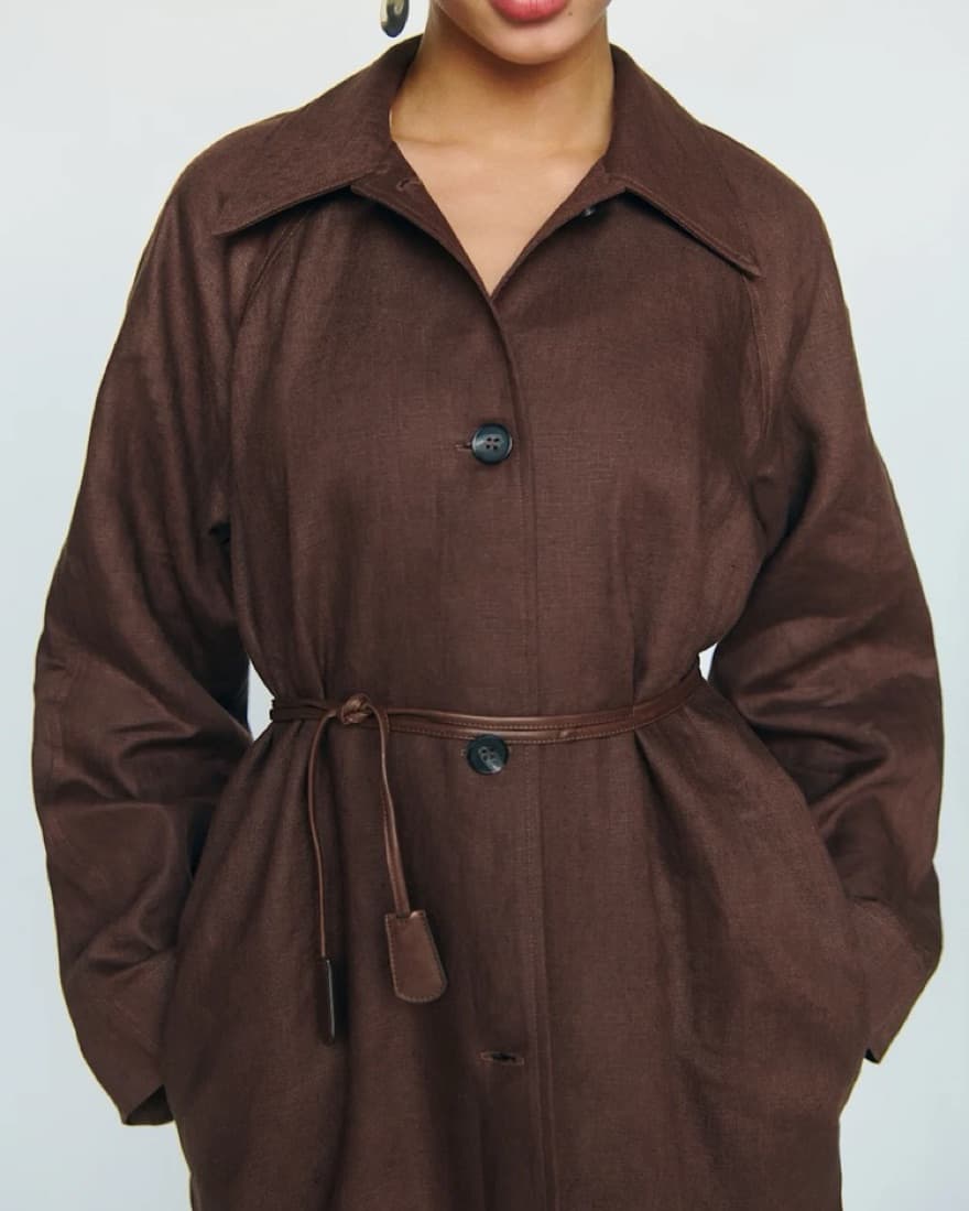 Reformation Beck Linen Trench In Cafe - Image 2