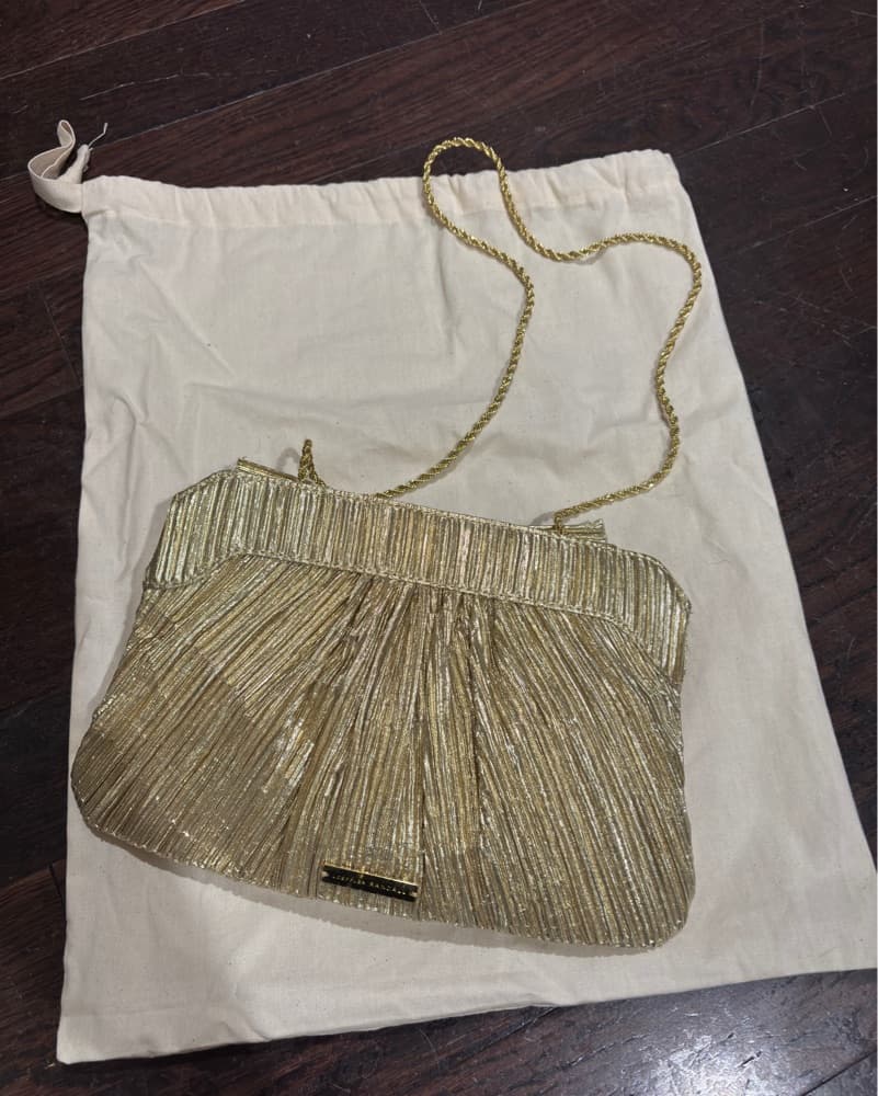 Gold Pleated Bow Clutch  - Image 3