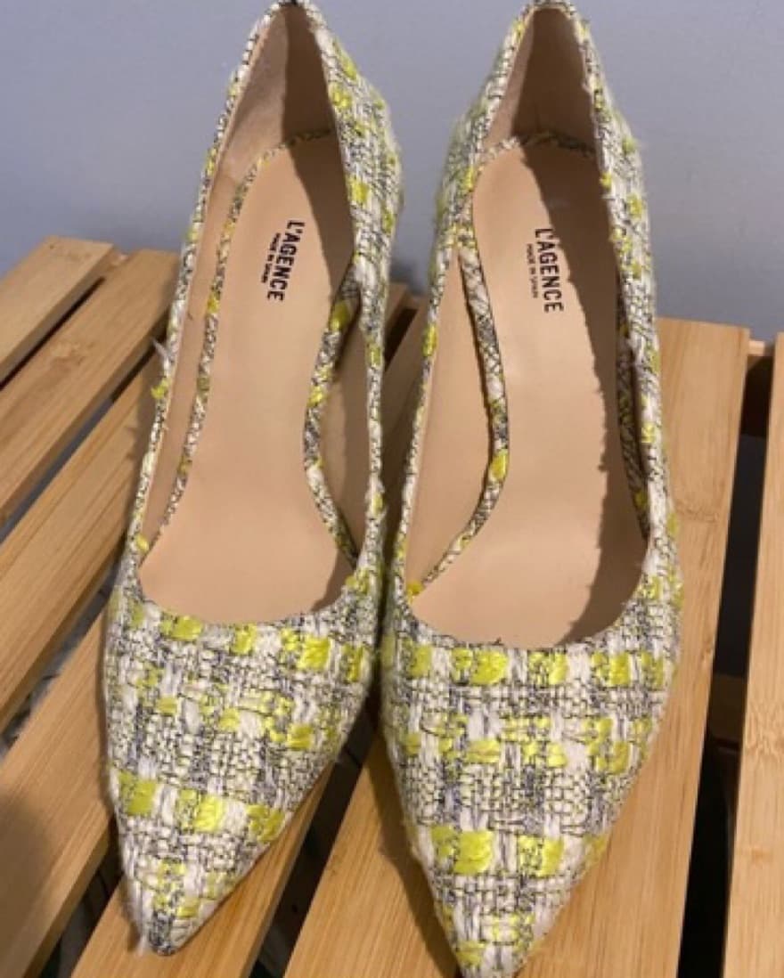 Lagence Green And Yellow Tweed Heels - Image 4