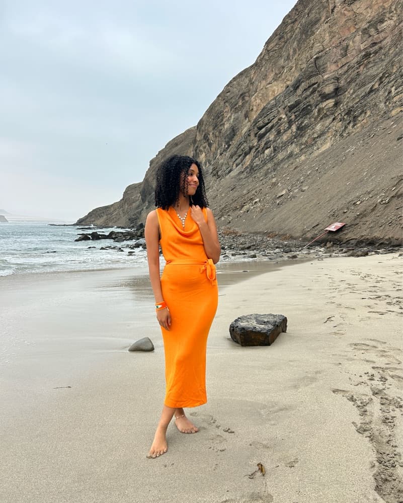 Milly Cowl Neck Rib-Knit Midi Dress - Image 1
