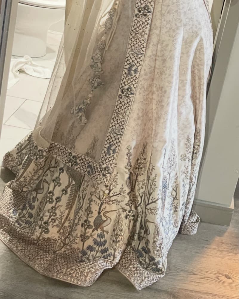 Intricate Floral Embroidered Lengha - Image 2