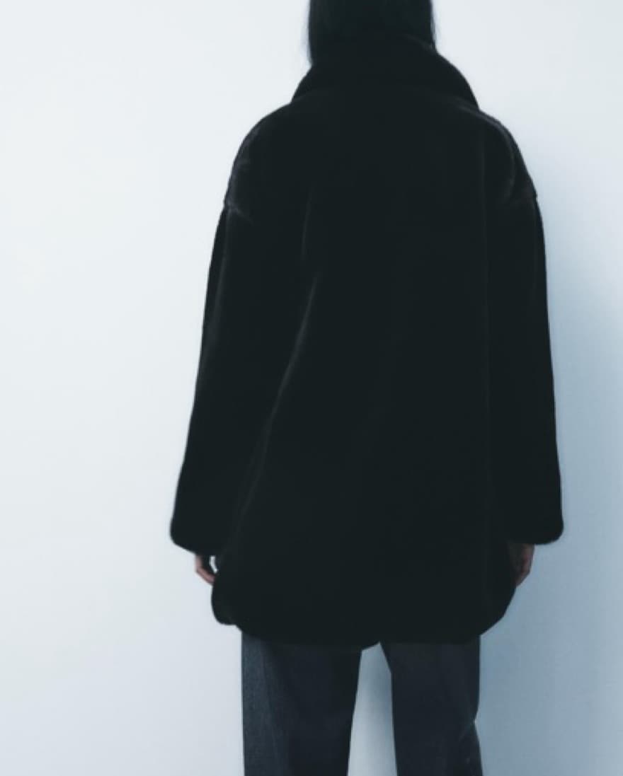 Zara Black Faux Fur Coat - Image 2