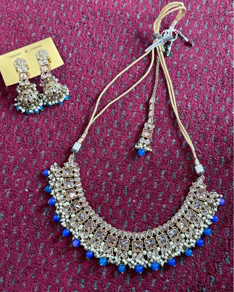 Indian Blue And Gold Jewelry   - Image 1
