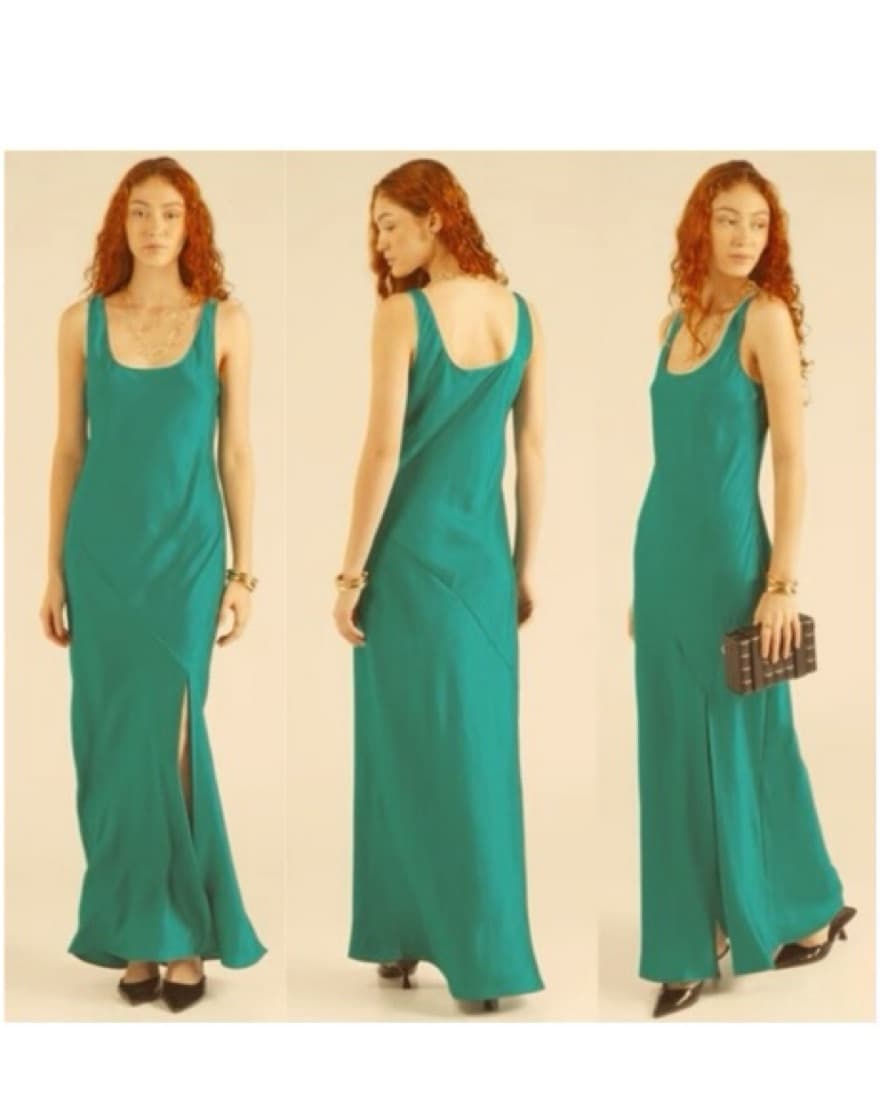 Green Silk Banana Republic Formal Dress - Image 4