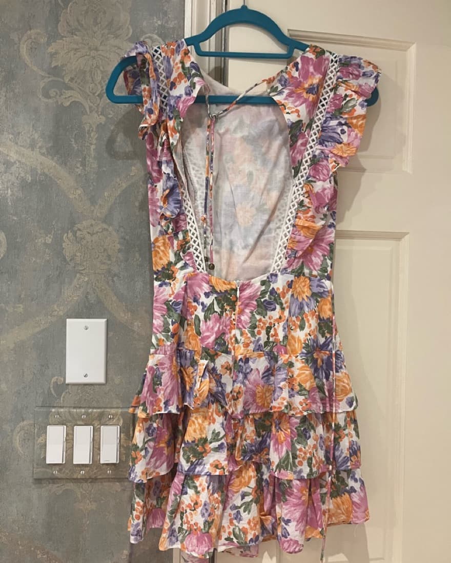 Floral Romper With Lace Up Back - Image 2