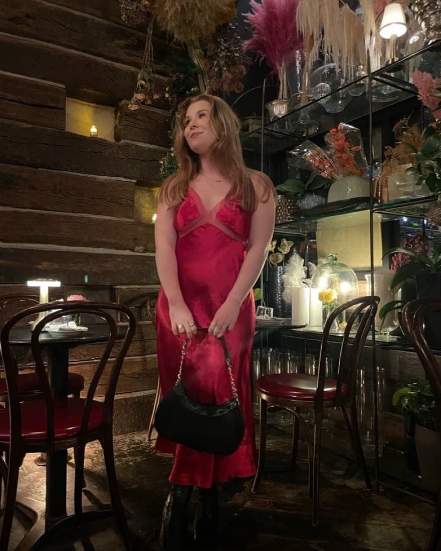 Dana Foley Vintage Red Silk Dress - Image 1