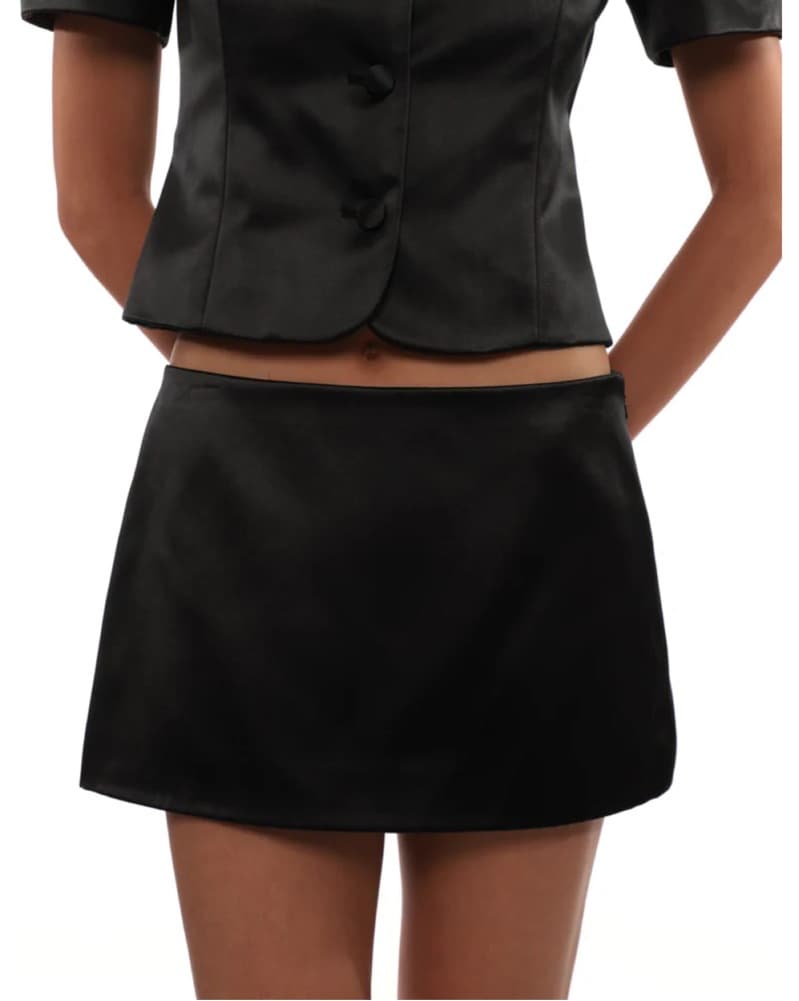 Black Satin Skirt - Image 1