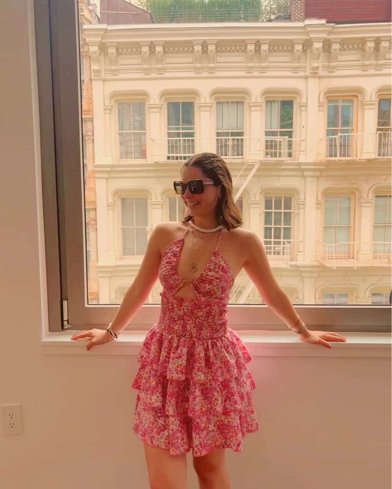 Pink Floral Mini Dress - Image 2
