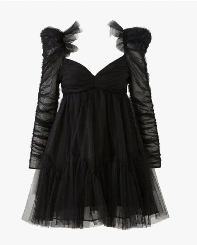 ZIMMERMANN Black Tulle Ruched Mini Dress - Image 2