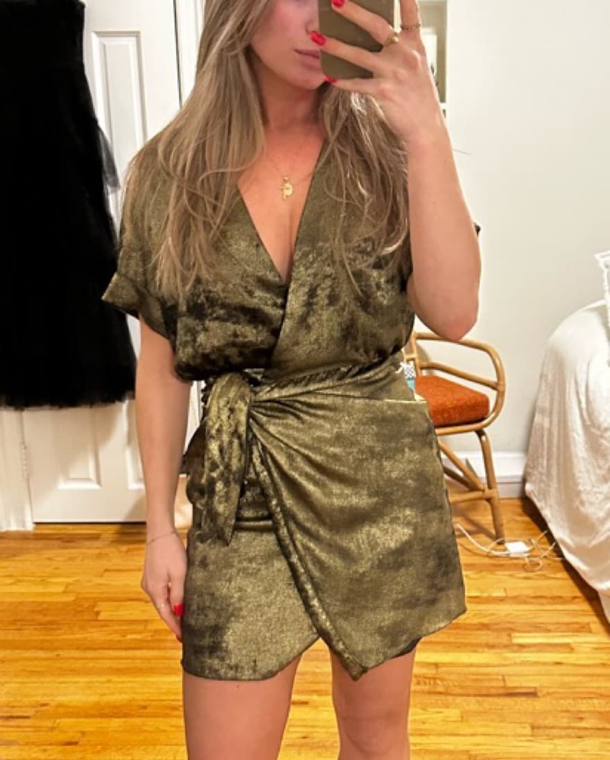 Gold Wrap Dress - Image 3