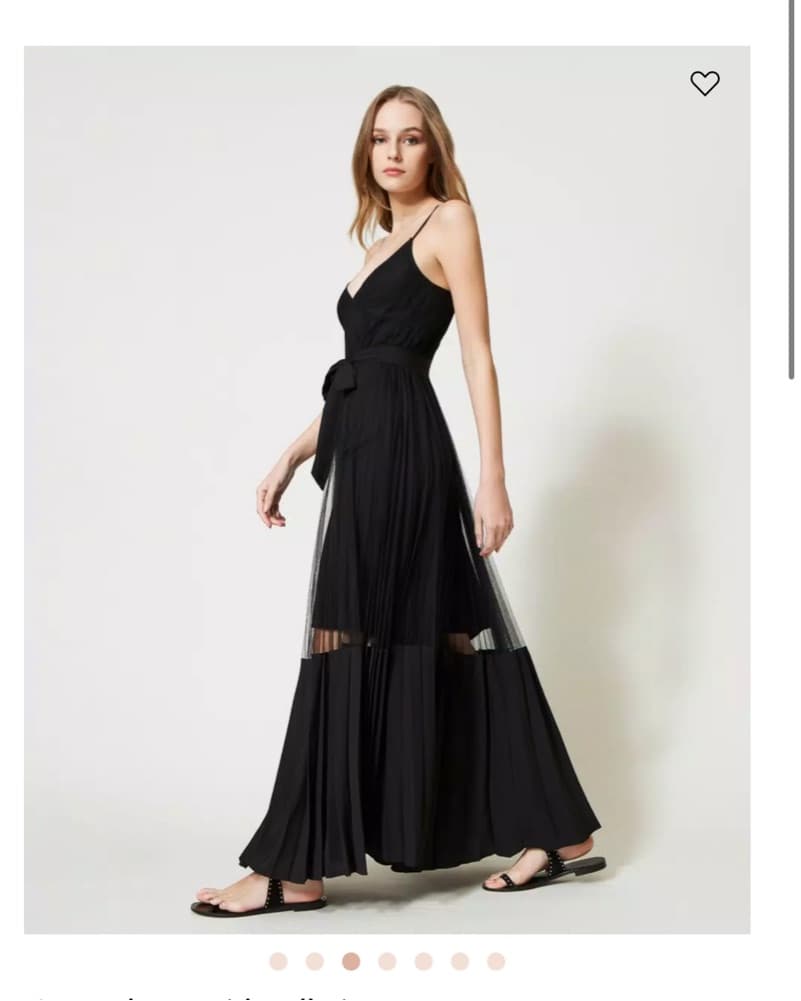 Twinset Black Tulle/Pleated Maxi Dress - Image 1