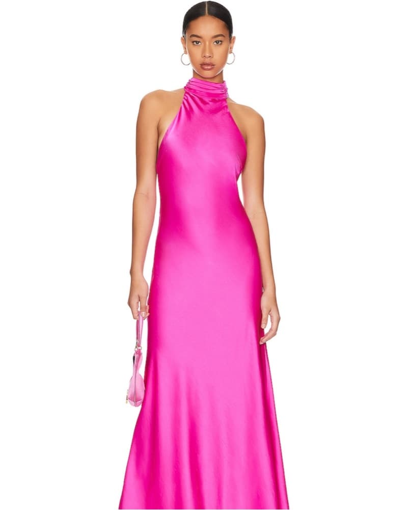 Satin Gown Hot Pink - Image 1