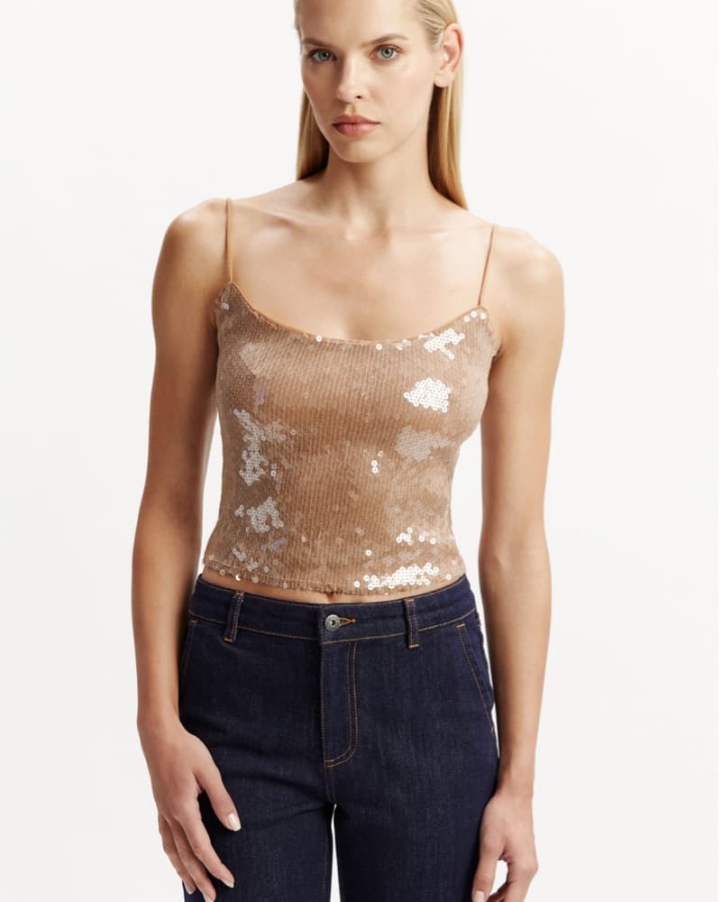 Bardot Sequin Tank Top size S in nude - Image 1