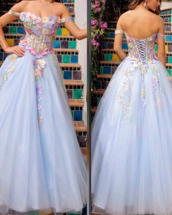 NEW Aline Floral Prom Or Wedding Dress - Image 1