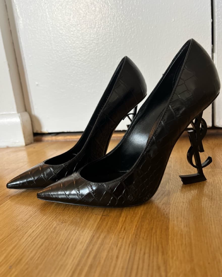 YSL Black Logo-Heel Pumps - Image 2