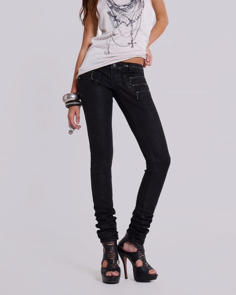 Jaded London Coated Zip Skinny Jean - Image 4