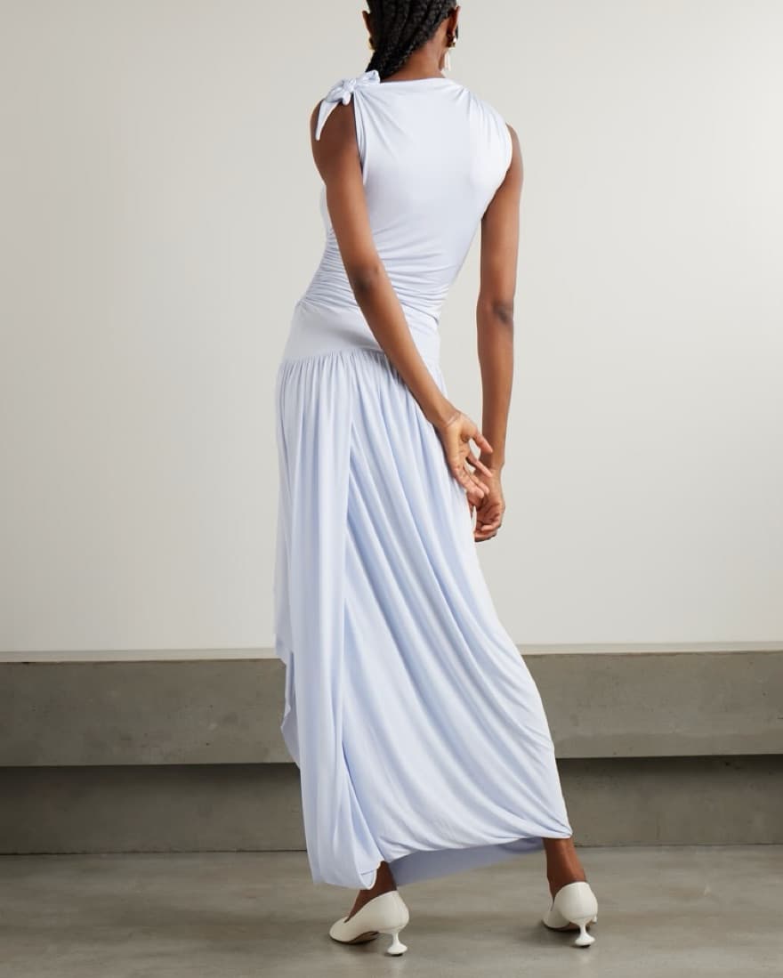 Siedres Draped Ruched Stretch Satin Maxi - Image 2