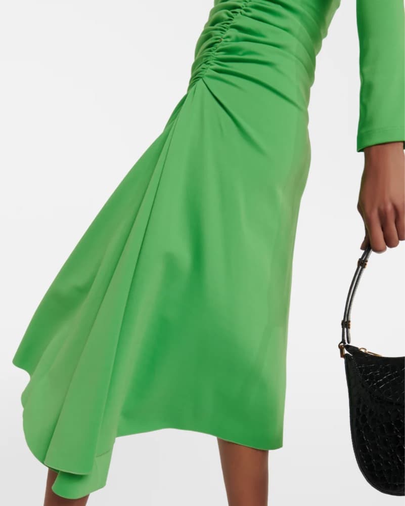 Marni Green Ruched Midi Dress - Image 4