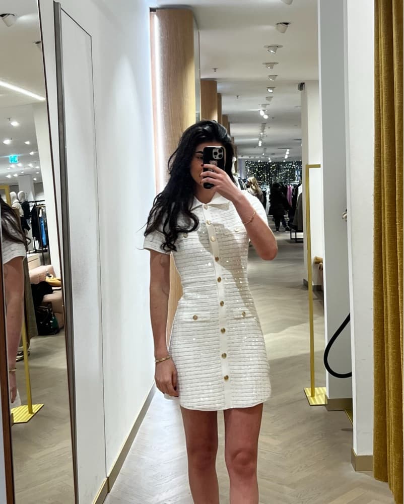 Maje white mini dress (tweed like fabric) - Image 1