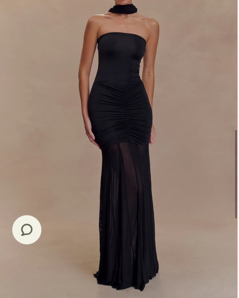 Caspian black mesh panel maxi dress - Image 4