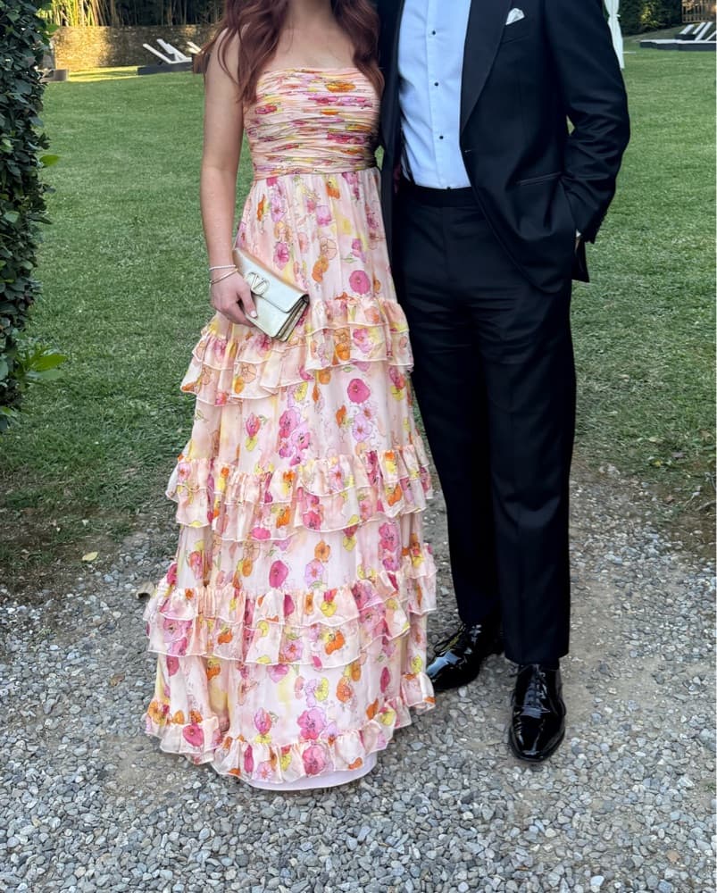 AMUR Mallory Tiered Gown With Flowers - Image 1