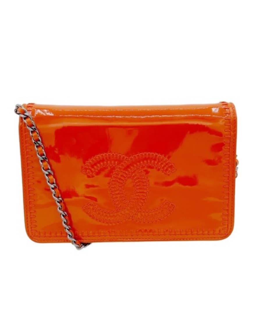 Chanel Orange Logo Wallet on a Chain - Image 1
