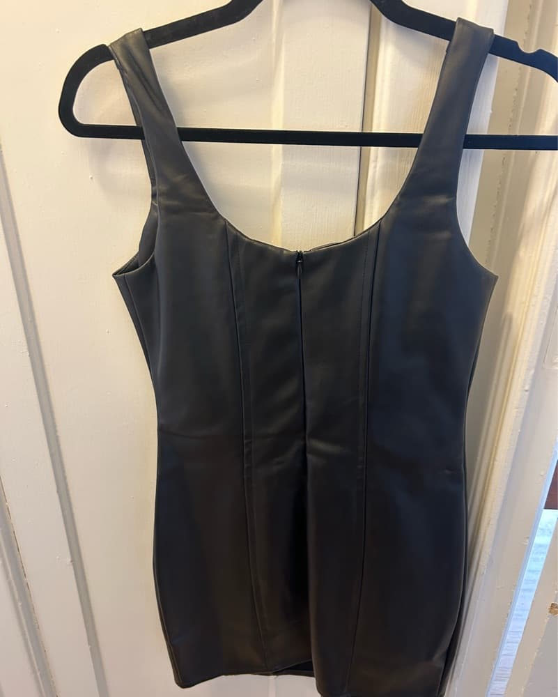 Sleek Faux Leather Mini Dress - Image 6