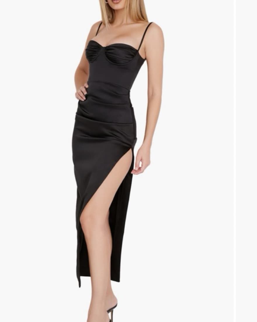 House Of Cb Pleated Satin Midi Dress - Image 3