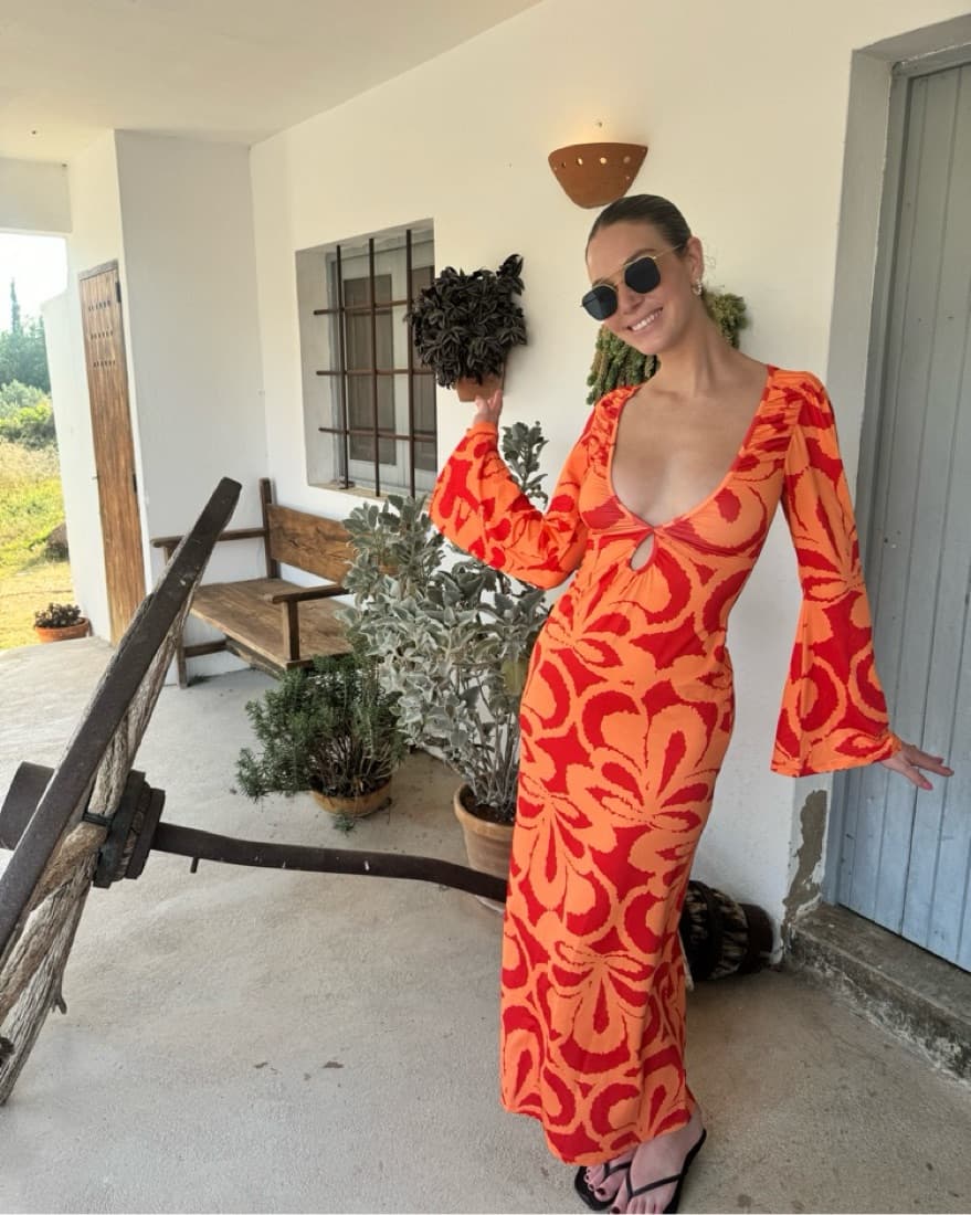 Red and Orange Groovy Maxi Dress  - Image 2