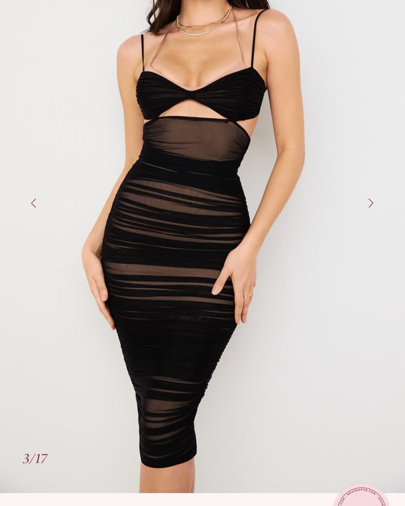 House Of CB Tibi Black Cutout Ruched Mid - Image 4