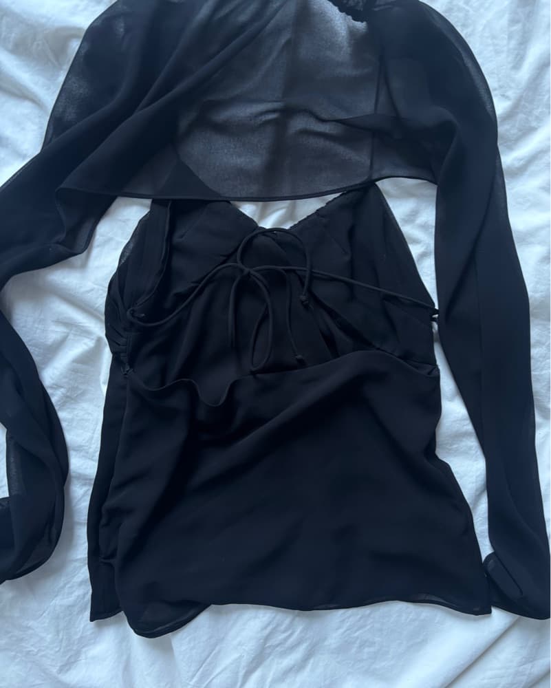 Zara Sheer Long Sleeve Top Backless - Image 5
