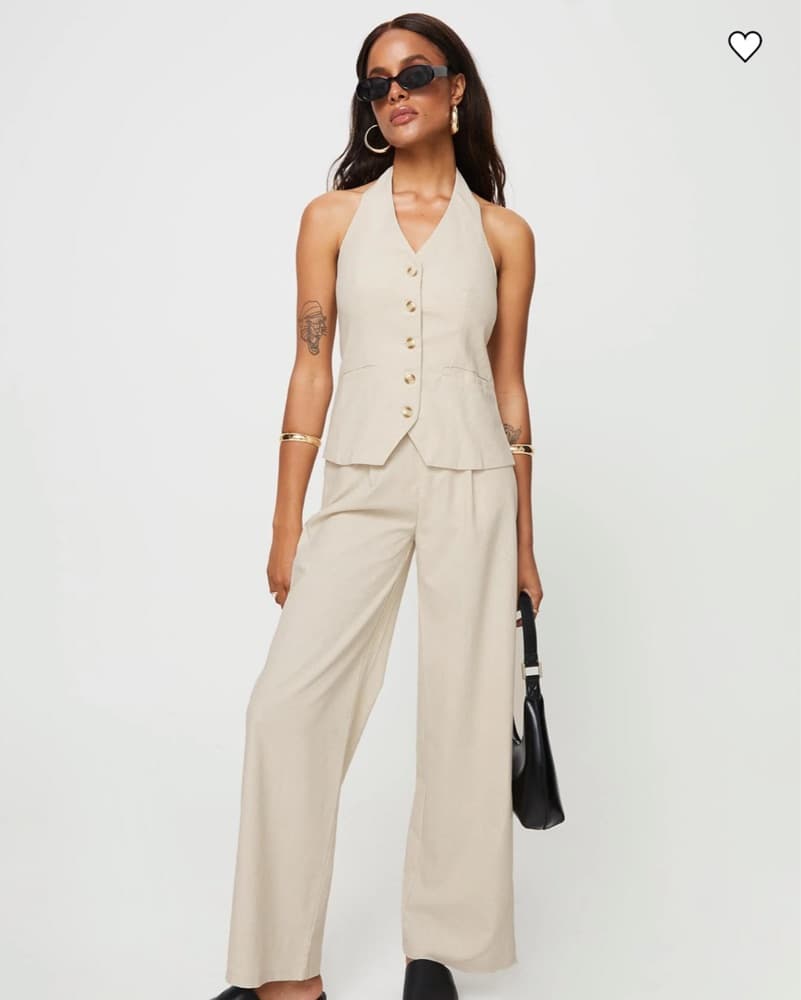 Matching Pants Set Beige - Image 1
