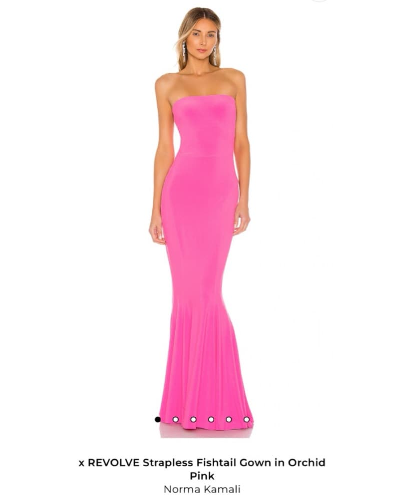 Norma Kamali Orchid Pink Strapless Fishtail Gown - Image 1