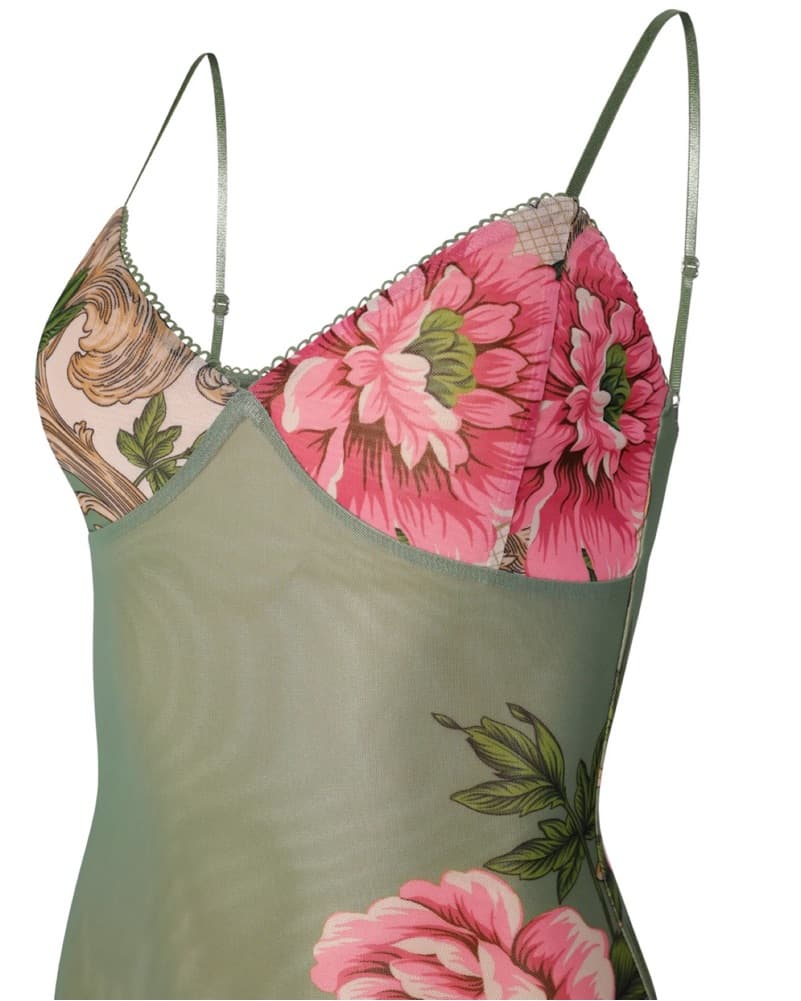 Tiger Mist- Green Roccoco Floral Print - Image 4