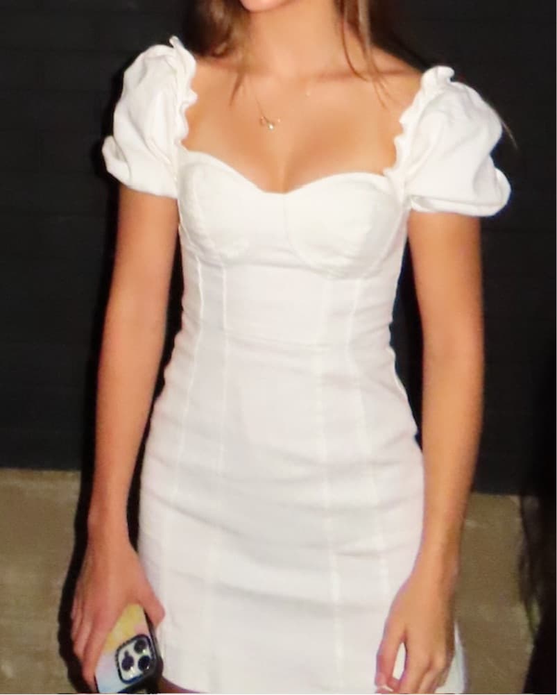 White ASTR Denim Dress - Image 3